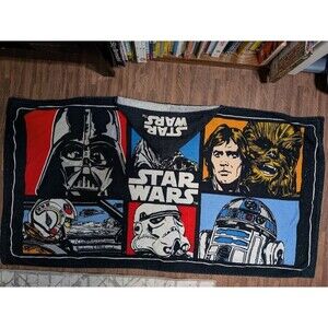VINTAGE Star Wars Hooded Beach Bath Towel Darth Vader Yoda R2-D2 Chewbacca EUC